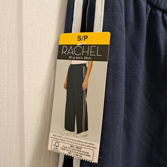 Rachel Roy Wide Leg Pants Women's Size Small Blue White Stripe Pull On New! - Picture 7 of 9